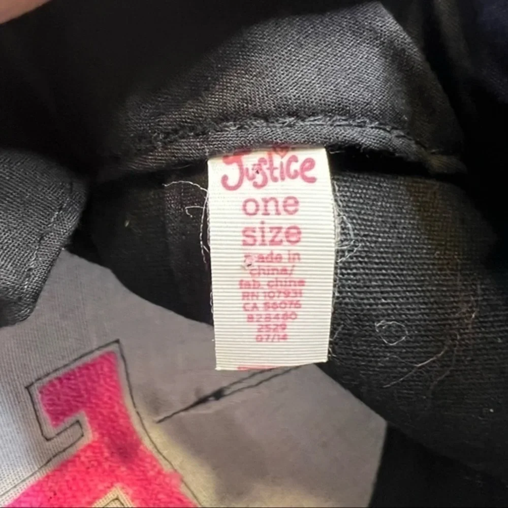 Justice glitter hat with the letter 